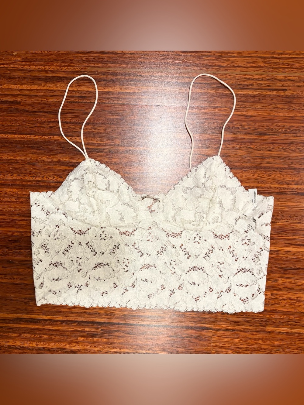 Free People Lacey White Lace Brami Longline bralette / Cropped cami Size S